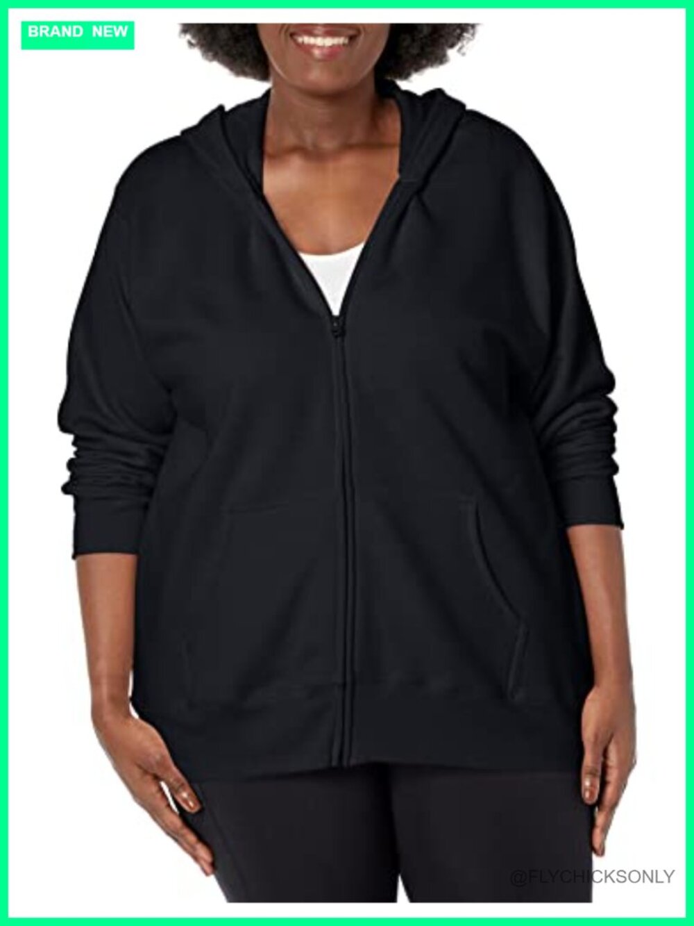 Plus Size Zip-Up Fleece Hoodie Cotton Blend Hooded Sweatshirt